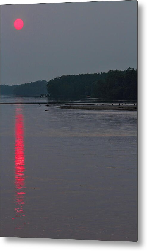 Sunset Metal Print featuring the photograph Wildfire Sunset Over The Wisconsin River by Dale Kauzlaric