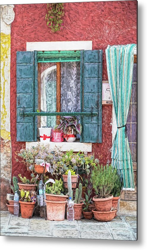 Venice Metal Print featuring the photograph Window Flowers of Venice by David Letts