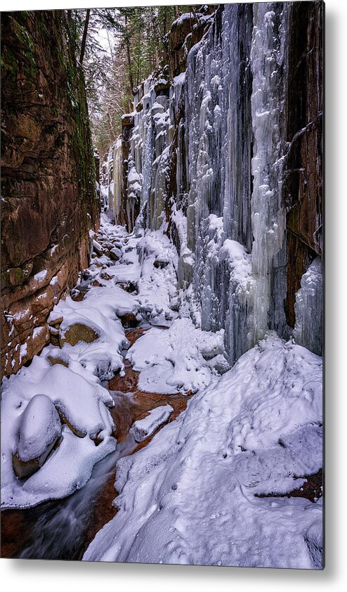 Winter Metal Print featuring the photograph Winter in Flume Gorge by Rick Berk