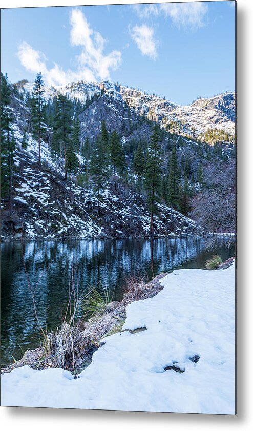 Outdoor; Winter; Tumwater Canyon; Snow; Mountains; Reflections; Snowshoeing; Tree; Leavenworth; Highway 2; Pacific North West Metal Print featuring the digital art Winter Tumwater Canyon by Michael Lee