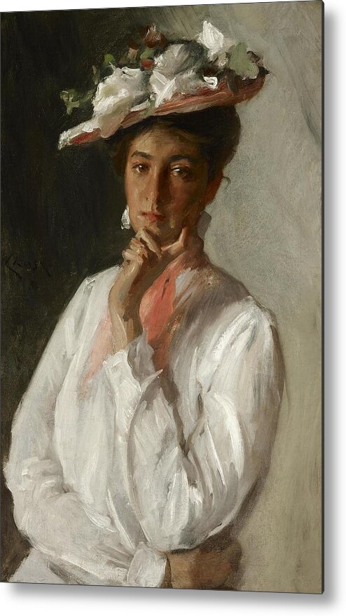  Metal Print featuring the painting Woman in White by William Merritt Chase