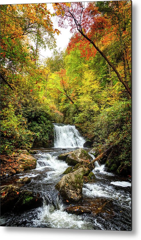 Carolina Metal Print featuring the photograph Yellow Creek Autumn Cascades by Debra and Dave Vanderlaan