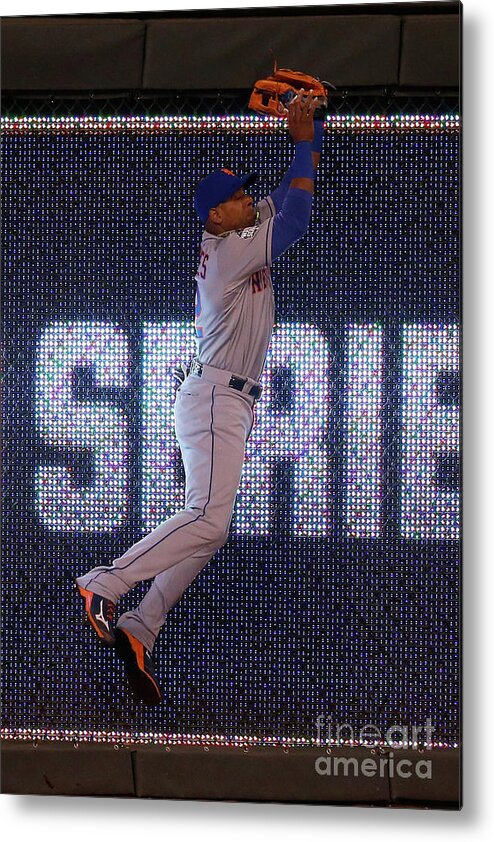 Game Two Metal Print featuring the photograph Yoenis Cespedes and Alex Rios by Christian Petersen