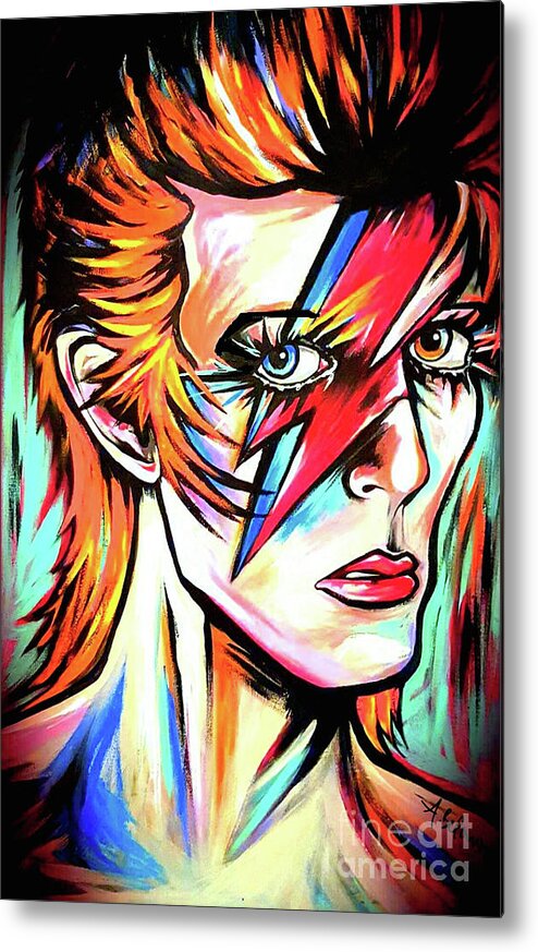 David Bowie Metal Print featuring the painting Ziggy Stardust by Amy Belonio