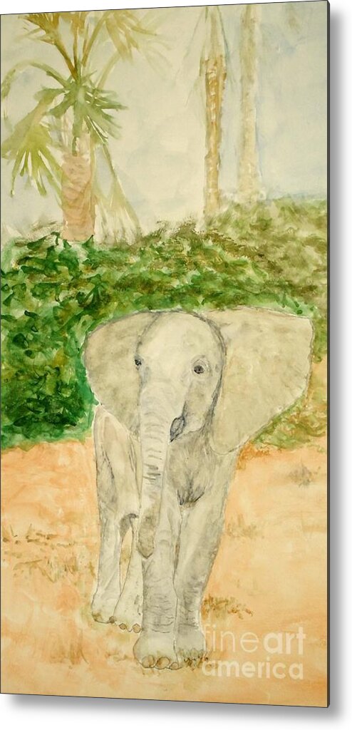 Elephant Metal Print featuring the painting Happy Fellow by Katie Spicuzza