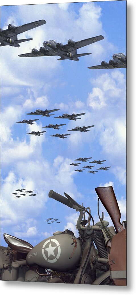 Ww2 Metal Print featuring the photograph Indian 841 and the B-17 Panoramic by Mike McGlothlen