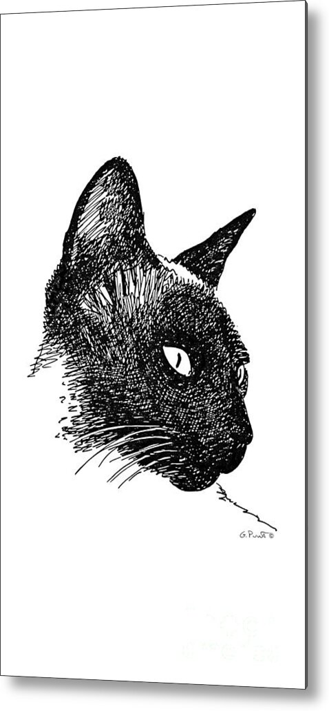 Iphone Metal Print featuring the drawing iPhone-Case-Cat-Siamese by Gordon Punt