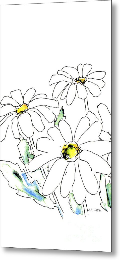 Daisy Metal Print featuring the drawing iPhone-Case-Flower-Daisy2 by Gordon Punt