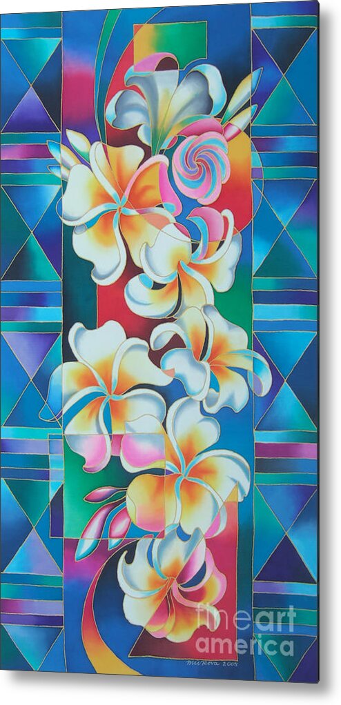 Fiji Islands Metal Print featuring the painting Island Flowers - Frangipani by Maria Rova