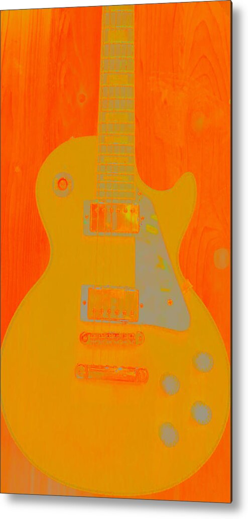 Abstract Metal Print featuring the digital art Orange Guitar by Susan Stone
