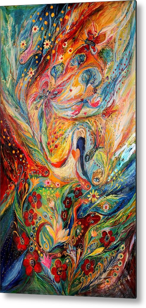 Original Metal Print featuring the painting The Angels On Wedding Triptych - Center by Elena Kotliarker