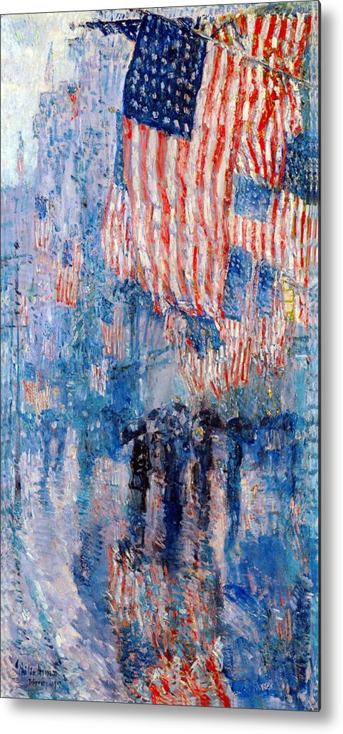 Frederick Childe Hassam Metal Print featuring the digital art The Avenue In The Rain by Frederick Childe Hassam