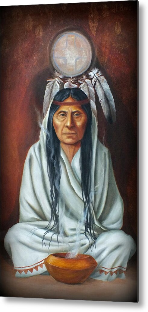 Native American Metal Print featuring the painting The elder by Alejandra Baiz