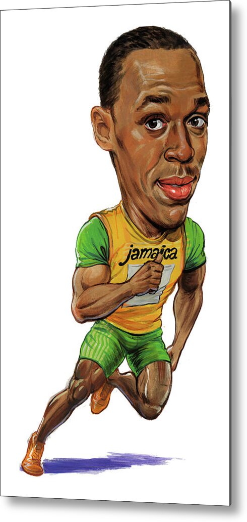 Jamaica Metal Print featuring the painting Usain Bolt by Art 