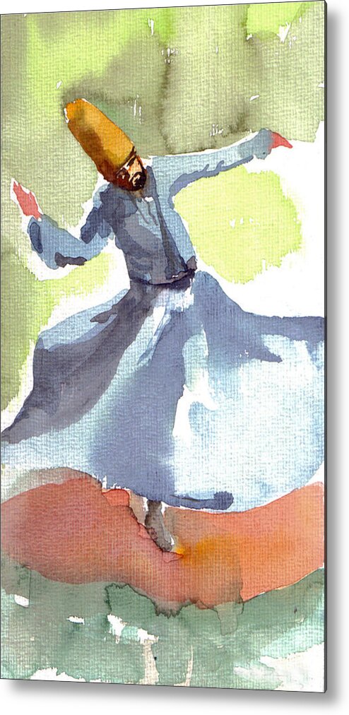 Dervish Metal Print featuring the painting Whirling Dervish by Faruk Koksal