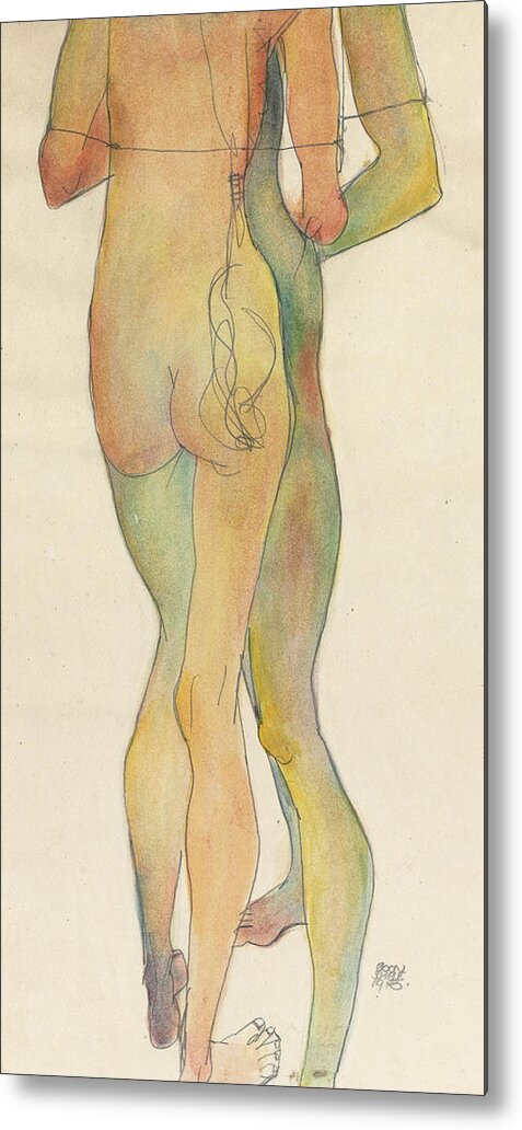 Egon Metal Print featuring the painting Zwei Stehende Akte by Egon Schiele
