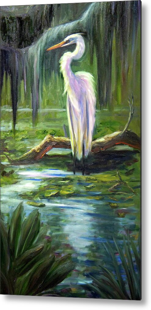 Egret Metal Print featuring the painting Island Monarch by Marlyn Boyd