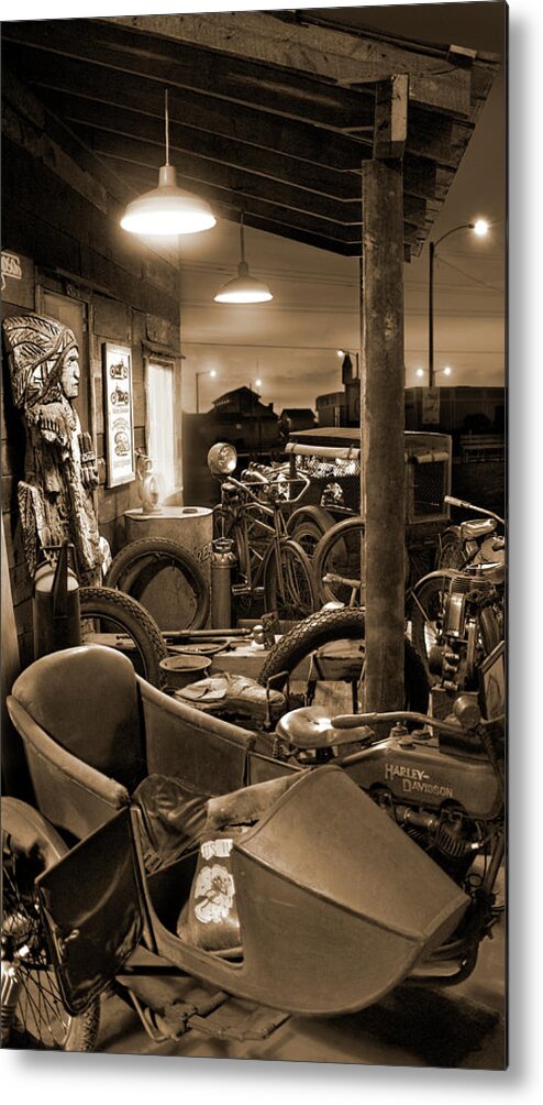 Motorcycle Shop Metal Print featuring the photograph The Motorcycle Shop by Mike McGlothlen