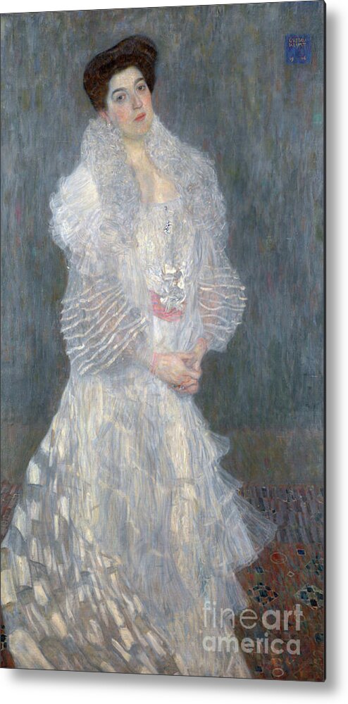 Hermine Gallia Metal Print featuring the painting Portrait of Hermine Gallia by Klimt by Gustav Klimt