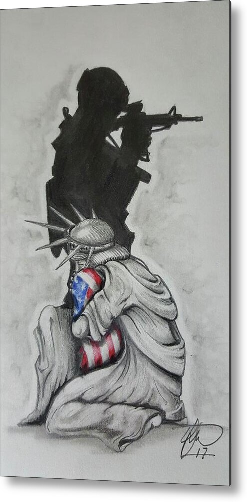 Liberty Metal Print featuring the drawing Defending Liberty by Howard King