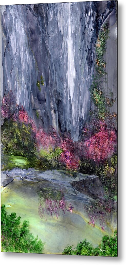 Abstract Landscape Metal Print featuring the painting Emerald Grotto by Charlene Fuhrman-Schulz