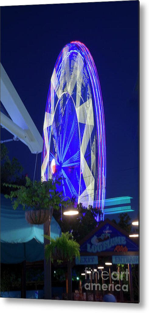 State Fair Of Texas Metal Print featuring the photograph Ferris Wheel, Night Motion, The State Fair of Texas by Greg Kopriva