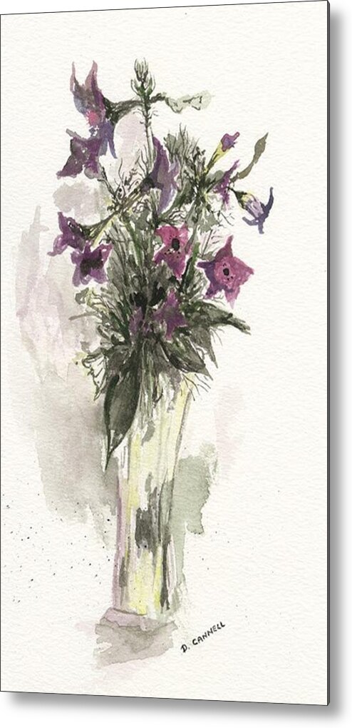 Purple Metal Print featuring the painting Flower study fourteen by Darren Cannell