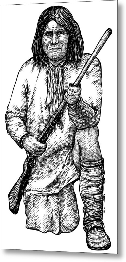 Drawing Metal Print featuring the drawing Geronimo by Karl Addison