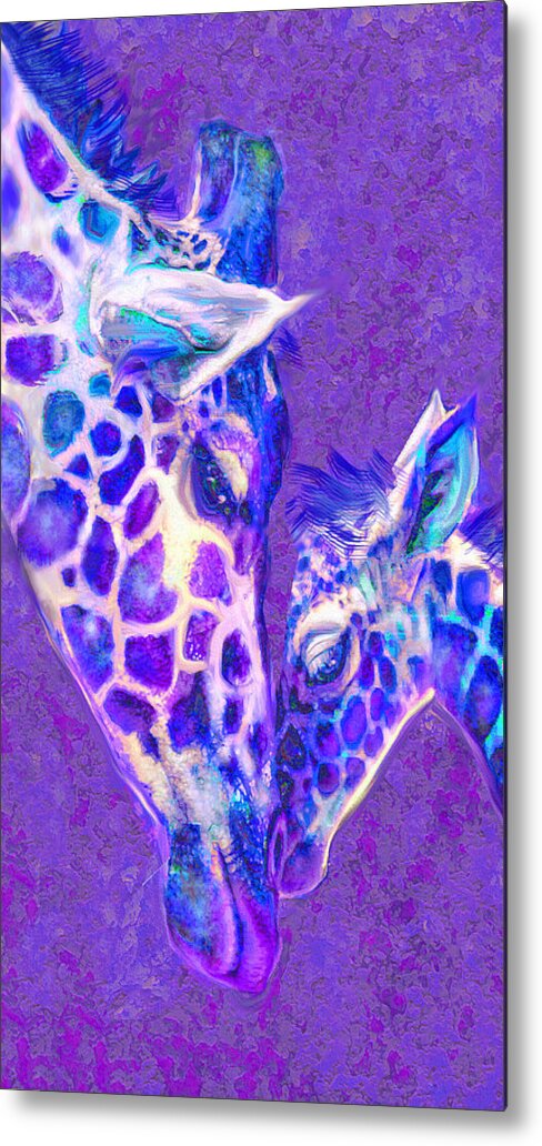 Jane Schnetlage Metal Print featuring the digital art Giraffe Love 515 by Jane Schnetlage