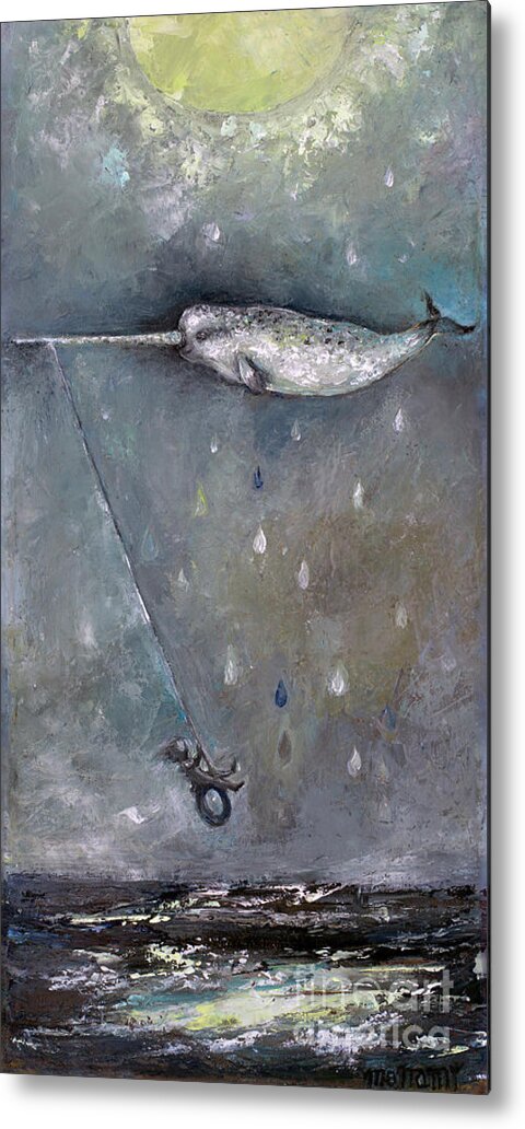 Moon Metal Print featuring the painting Moon Swing by Manami Lingerfelt