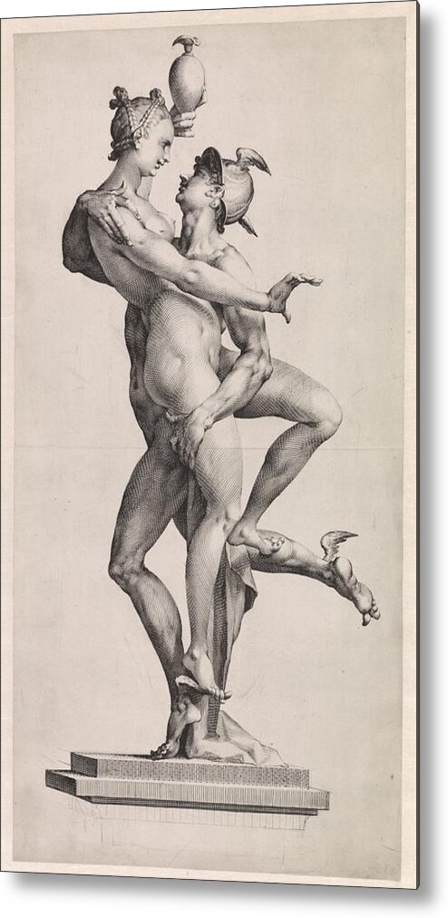 Psyche Metal Print featuring the drawing Psyche is carried up to Olympus by Mercury by Vintage Collectables