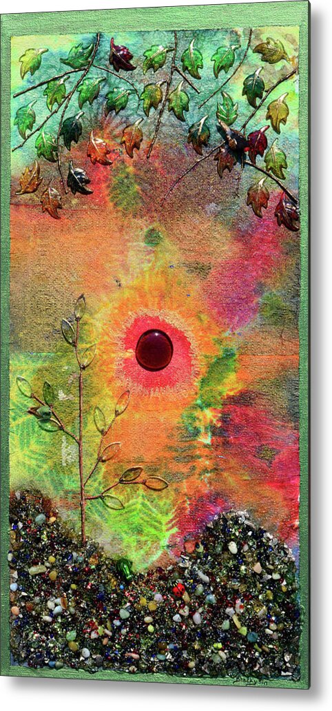Red Sun Metal Print featuring the mixed media Red Sun Rising by Donna Blackhall