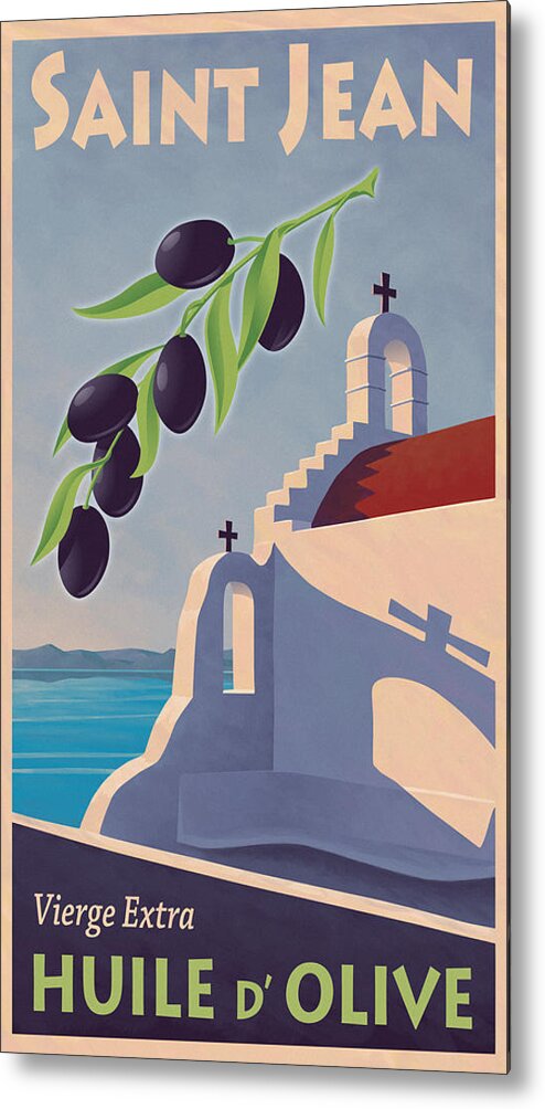 Retro Metal Print featuring the painting Saint Jean Olive Oil by Mitch Frey