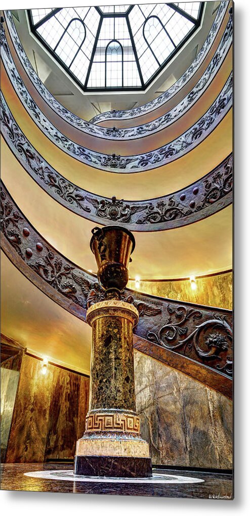 Spiral Staircase Metal Print featuring the photograph Spiral Staircase from below by Weston Westmoreland