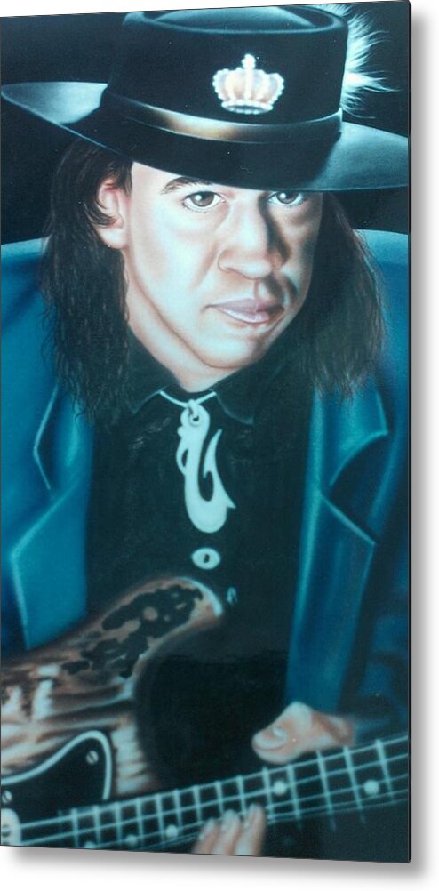 Darren Metal Print featuring the painting Stevie Ray Vaughn by Darren Robinson