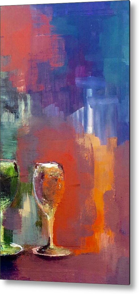 Wine Metal Print featuring the painting Winescape Reflections by Lisa Kaiser