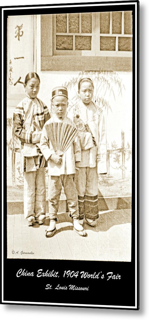 Chinese Children Metal Print featuring the photograph 1904 World's Fair Chinese Children #2 by A Macarthur Gurmankin