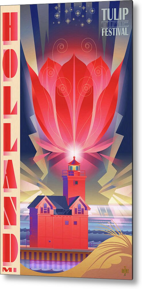 Big Red Metal Print featuring the digital art BIG RED, Holland Michigan by Garth Glazier