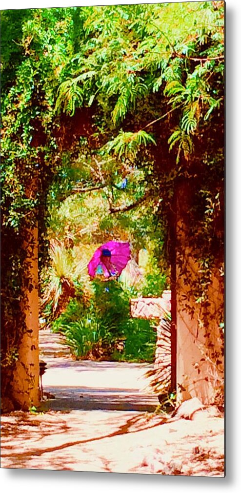 Garden Metal Print featuring the photograph Woman in the Garden Tapestry by Debra Grace Addison