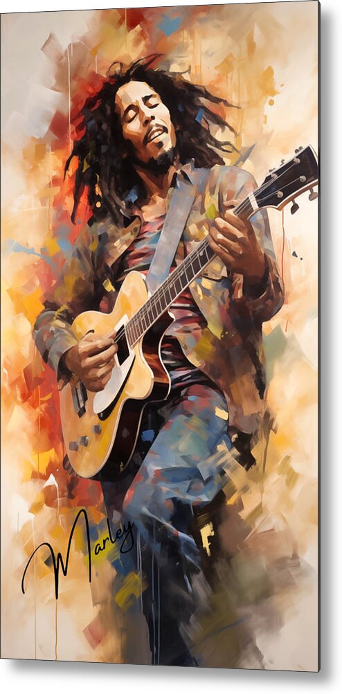 Bob Marley Metal Print featuring the digital art Bob Marley 0001 by Rob Smith's