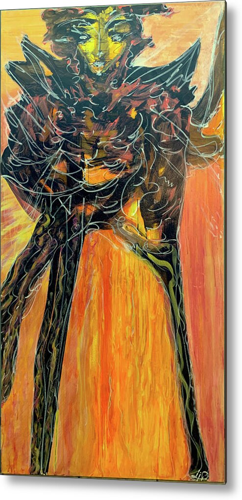 Alien Metal Print featuring the painting Fiery Orange by Leslie Porter