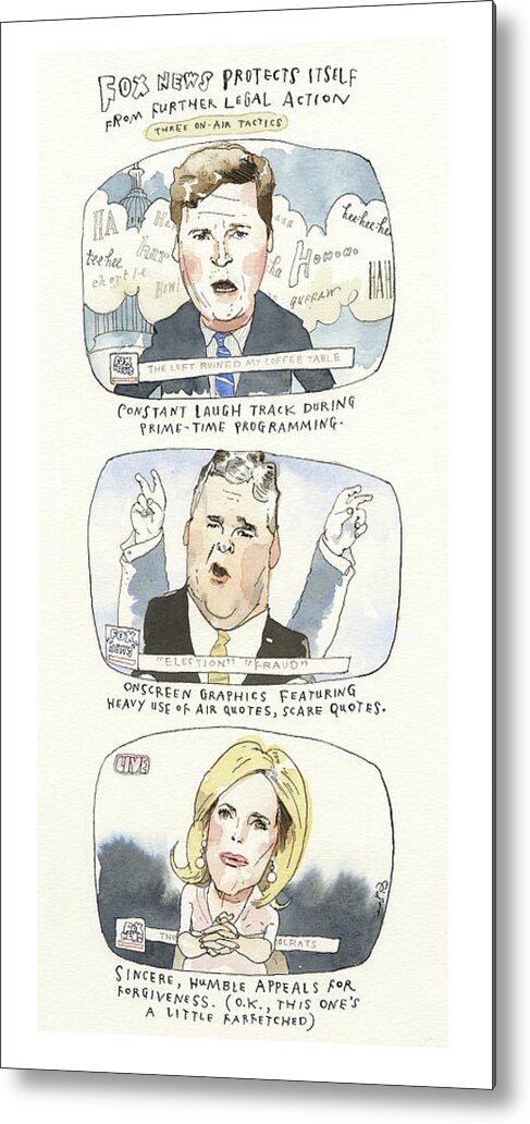 Fox News Protects Itself Metal Print featuring the painting Fox News Protects Itself by Barry Blitt