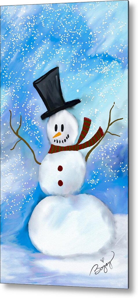 Snowman Metal Print featuring the digital art Snowman by Bonny Puckett