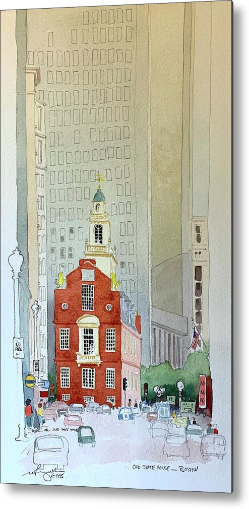 Architecture Metal Print featuring the painting The State House by William Renzulli