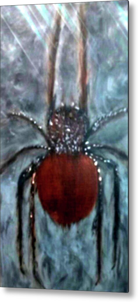 Ugly Metal Print featuring the painting Ugly Spider by Anna Adams