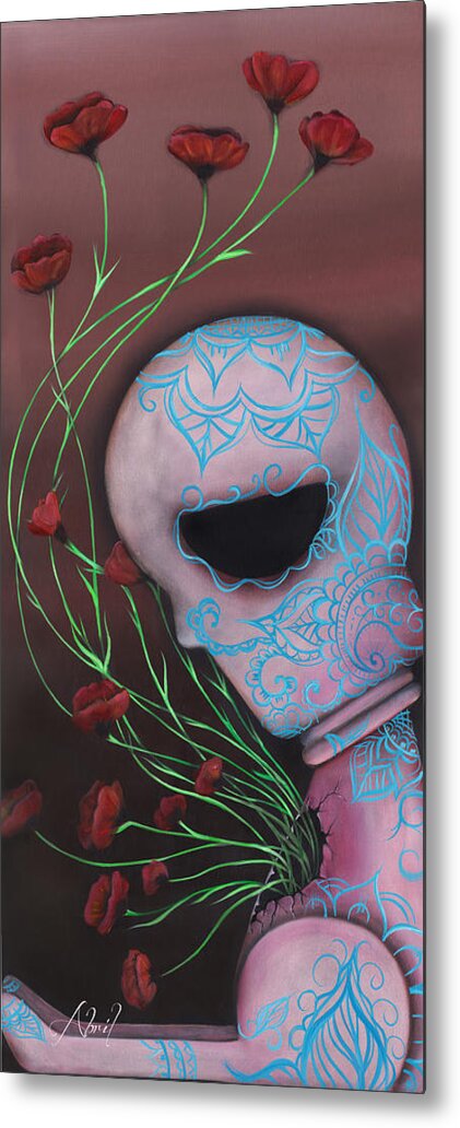Day Of The Dead Metal Print featuring the painting New Life by Abril Andrade