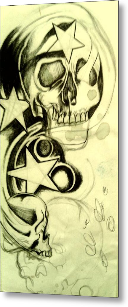Black Art Metal Print featuring the drawing Untitled #10 by A S 