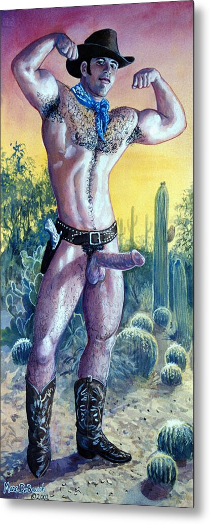 Cowboy Metal Print featuring the painting Early Riser by Marc DeBauch