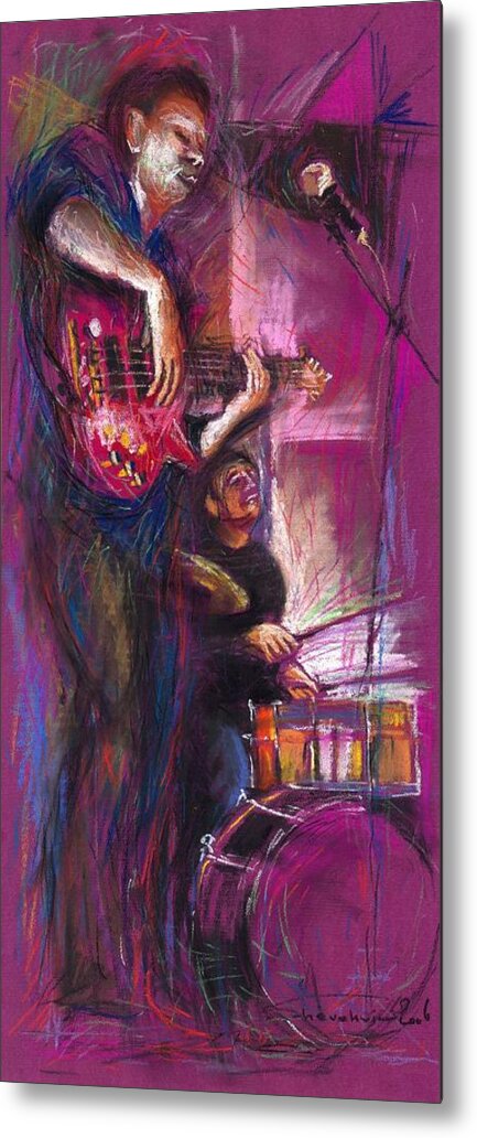 Jazz Metal Print featuring the painting Jazz Purple Duet by Yuriy Shevchuk