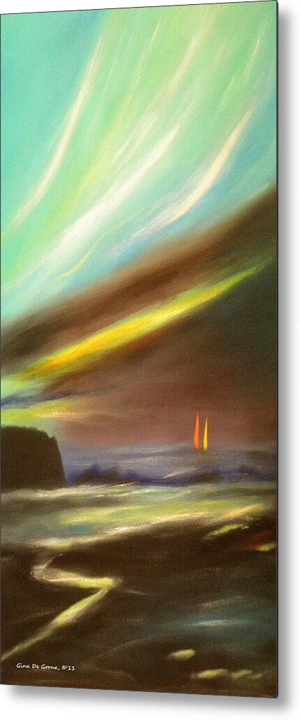 Sunset Metal Print featuring the painting Peace Is Colorful - Vertical Painting by Gina De Gorna
